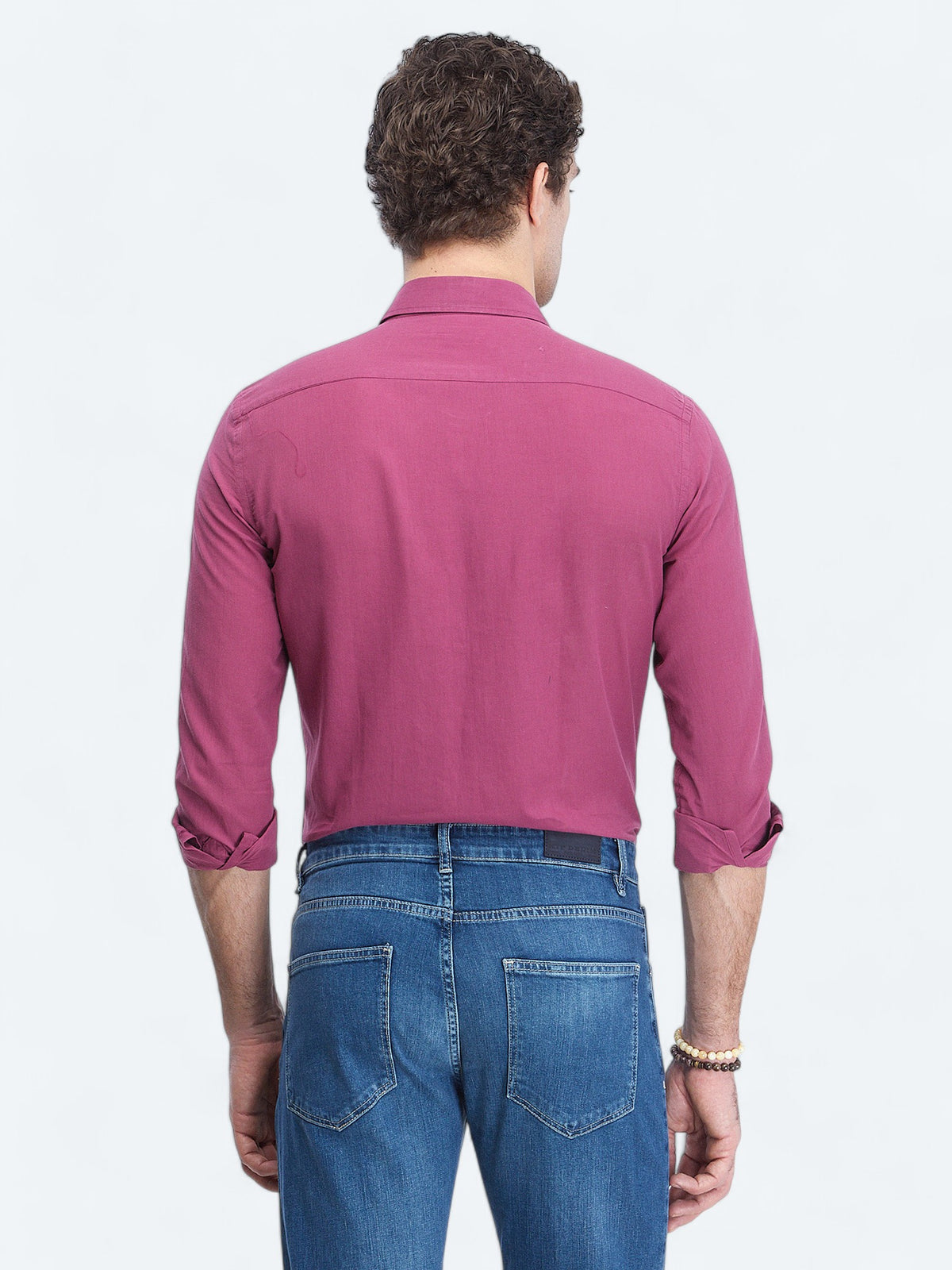 Mürdüm Düz Regular Fit Uzun Dokuma Casual %100 Pamuk Gömlek