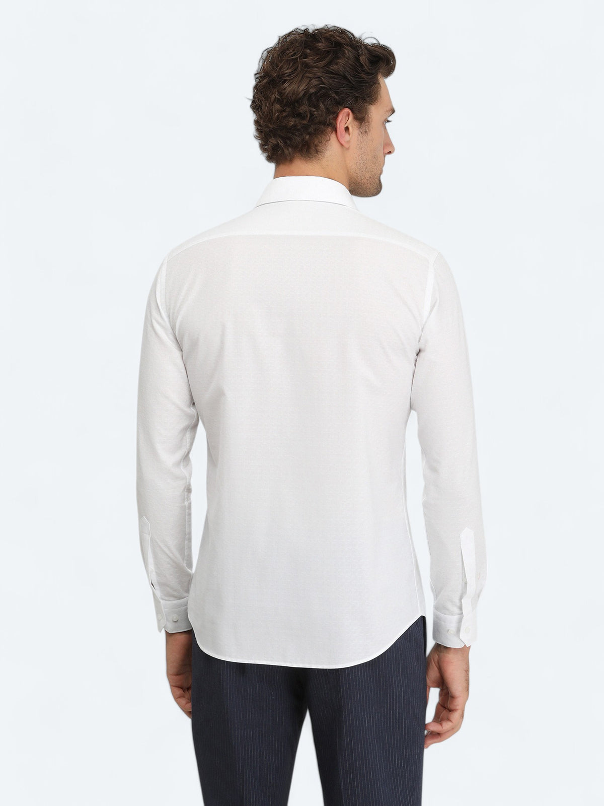 Beyaz Düz Slim Fit Uzun Dokuma Klasik %100 Pamuk Gömlek