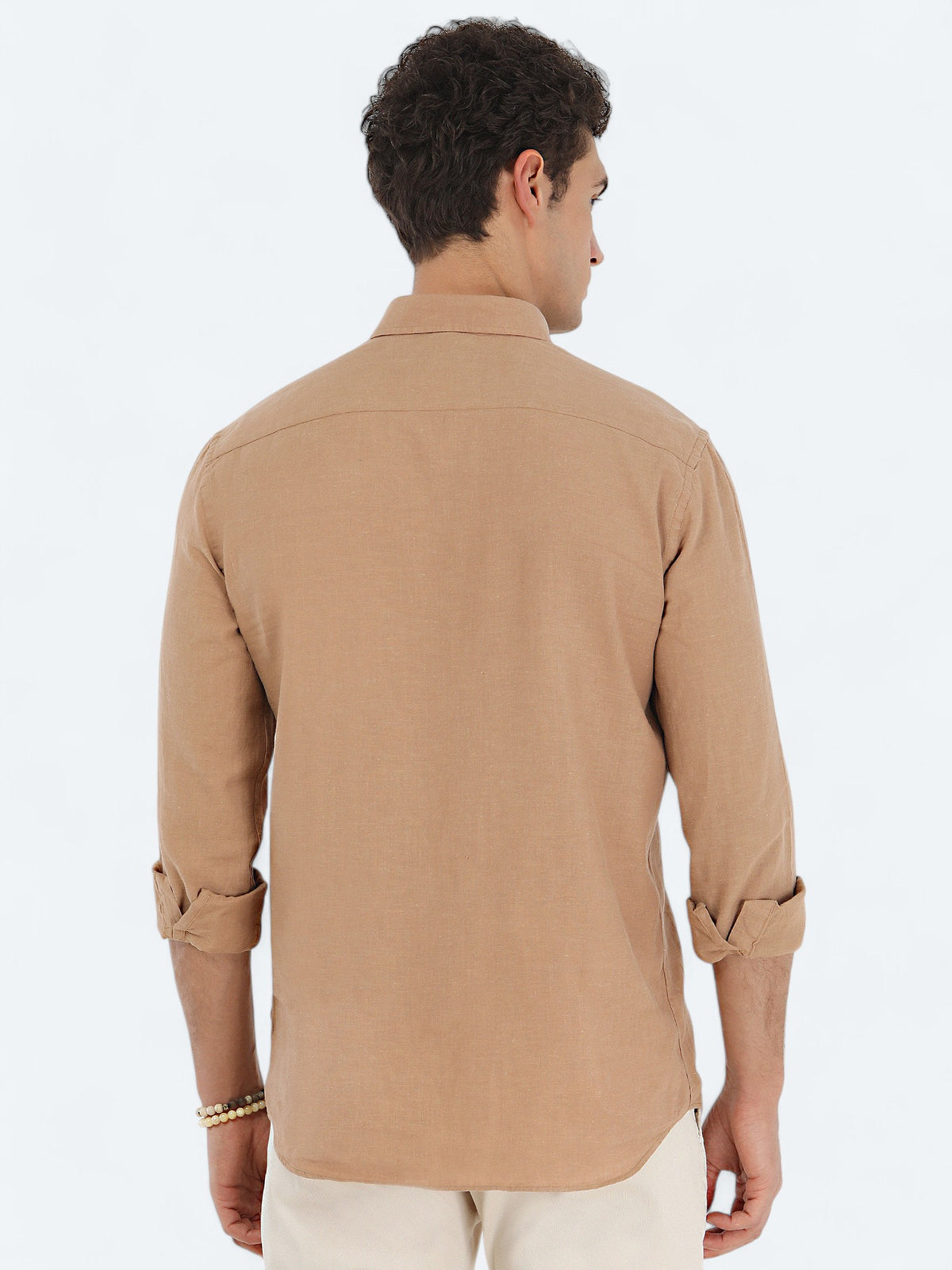 Deve Tüyü Düz Regular Fit Uzun Dokuma Casual Pamuk Karışımlı Gömlek