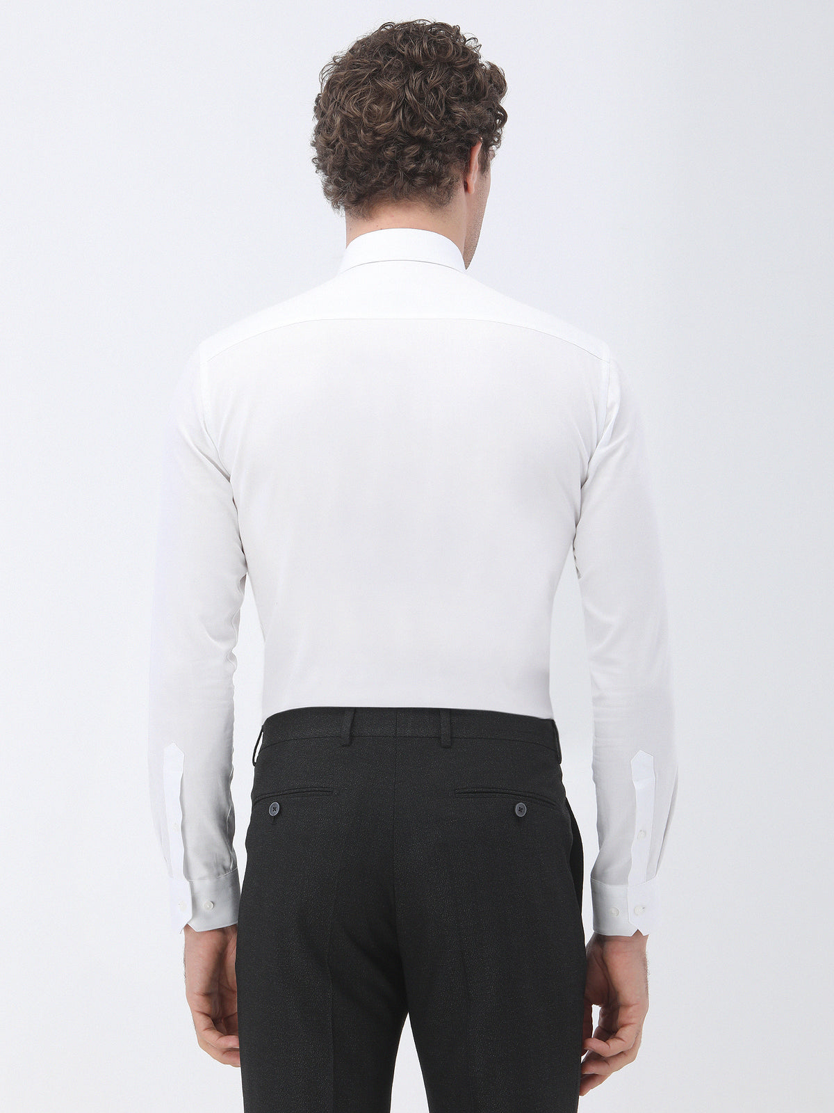 Beyaz Düz Slim Fit Uzun Dokuma Klasik %100 Pamuk Gömlek