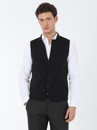 Siyah Regular Fit Casual Örme Triko Yelek