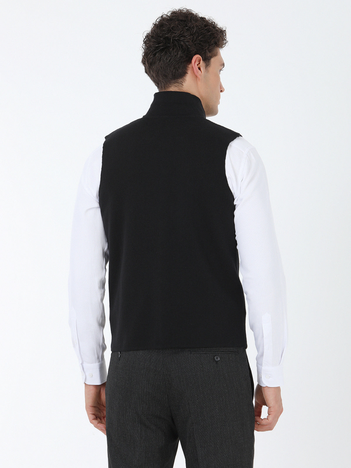 Siyah Regular Fit Casual Örme Triko Yelek