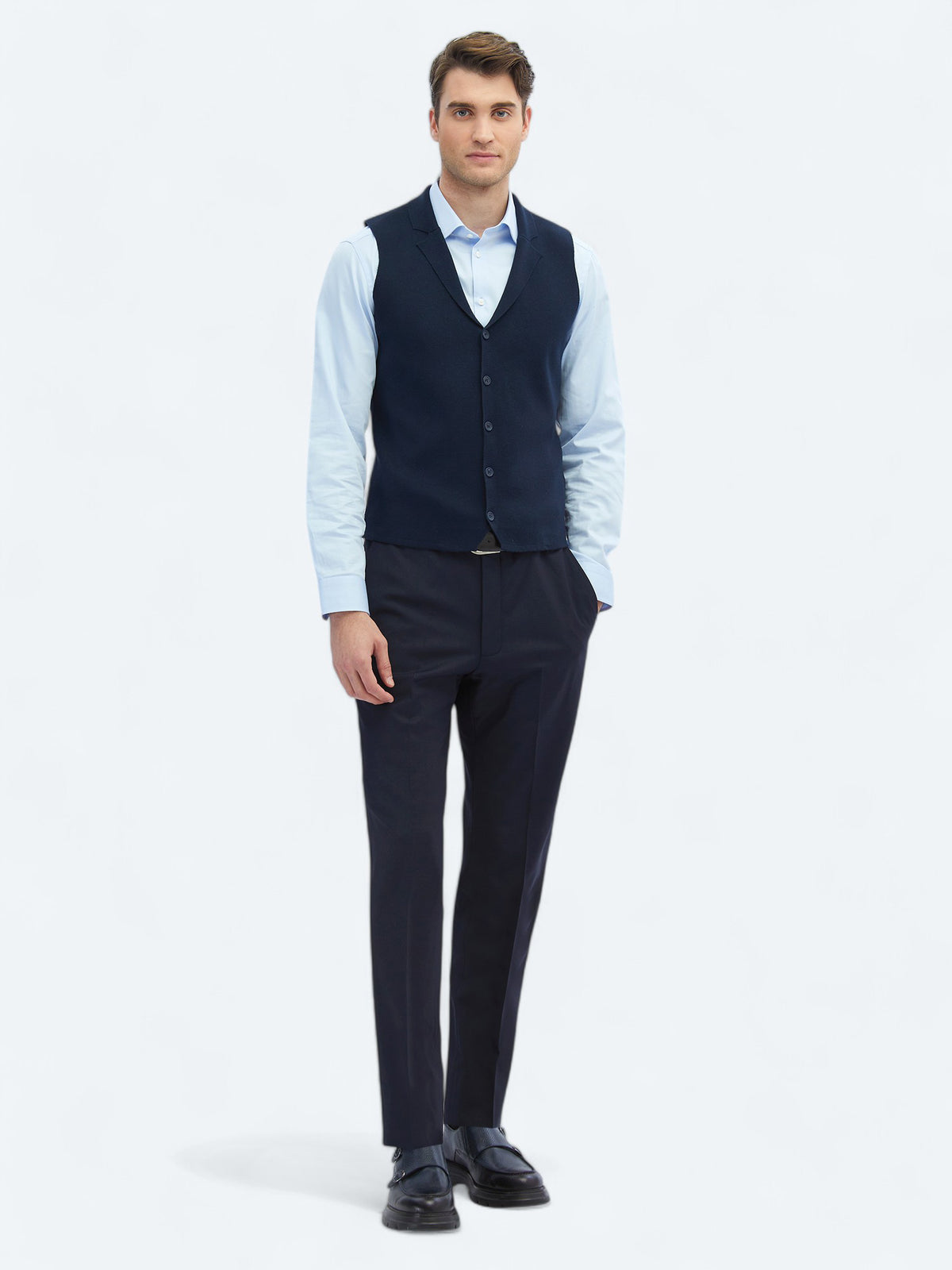 Lacivert Regular Fit Casual Örme Triko Yelek