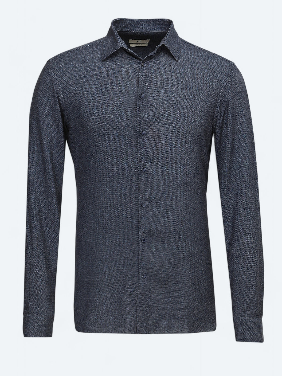 Lacivert Baskılı Regular Fit Uzun Dokuma Casual Gömlek