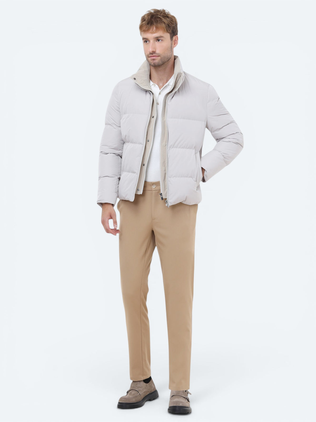 Taş Regular Fit Dik Yaka Casual Dokuma Mont