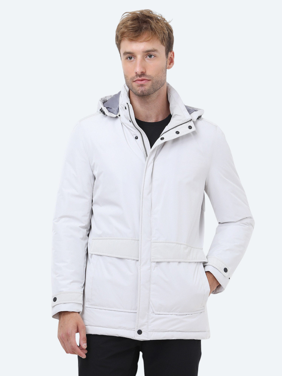 Taş Regular Fit Kapüşonlu Casual Dokuma Kaban