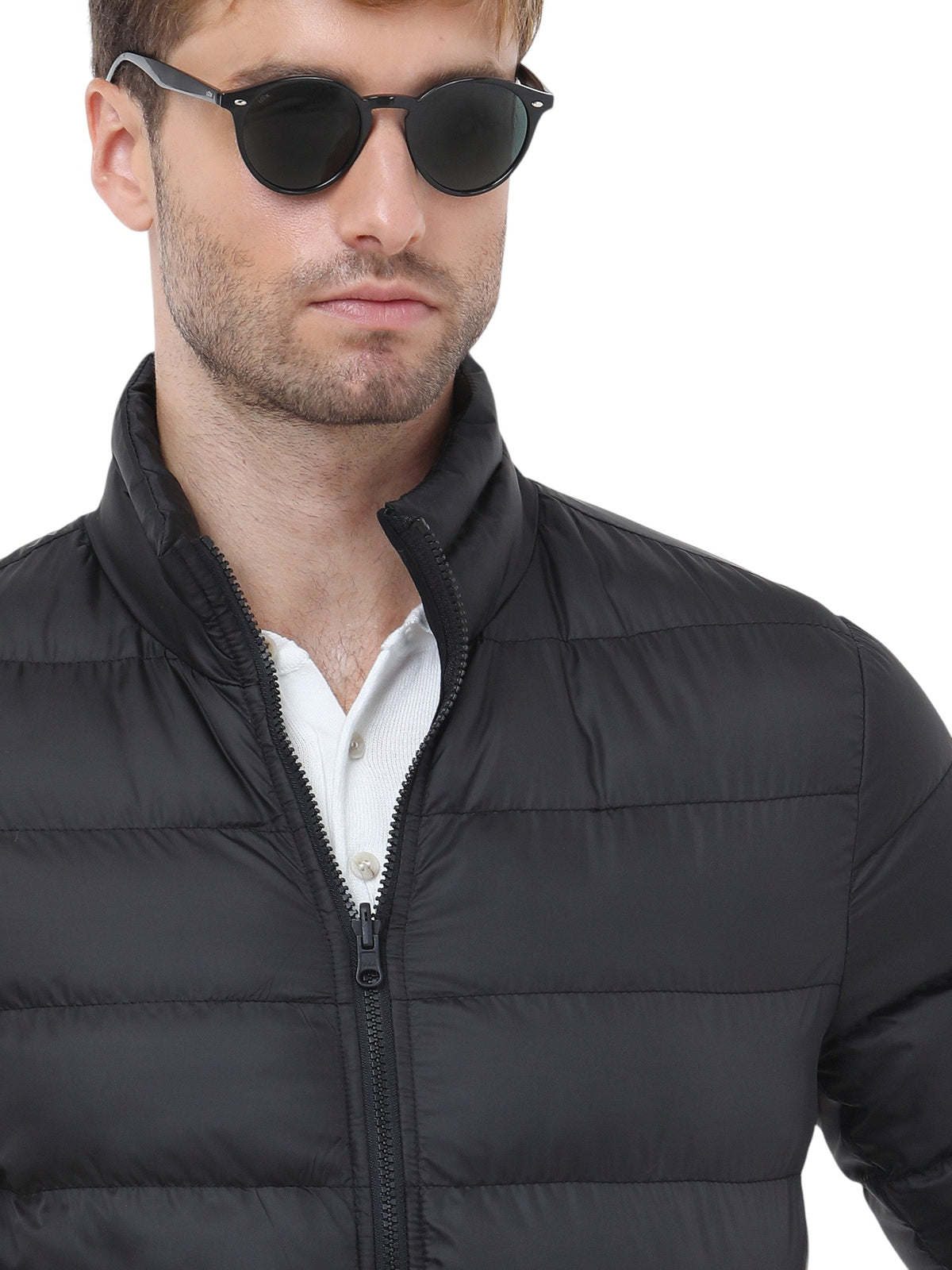 Siyah Regular Fit Kapüşonlu Casual Dokuma Pardösü