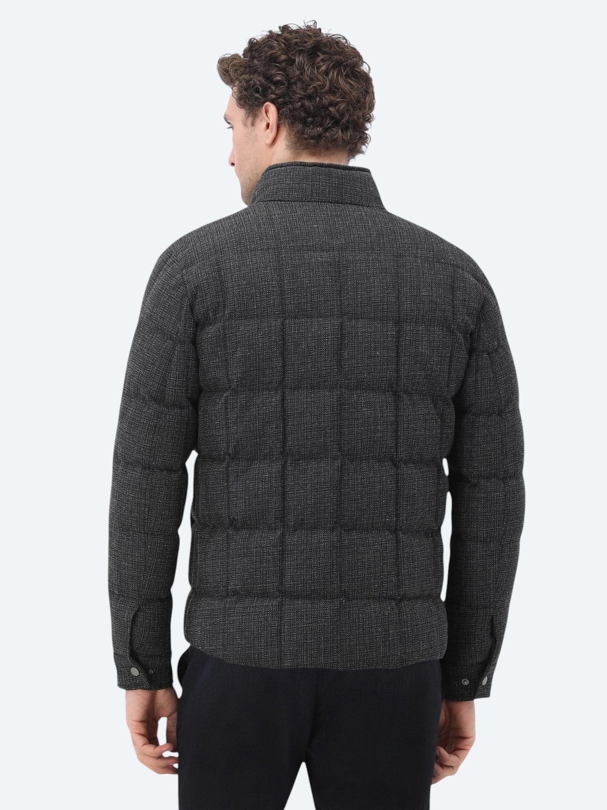 Antrasit Regular Fit Dik Yaka Casual Dokuma Mont