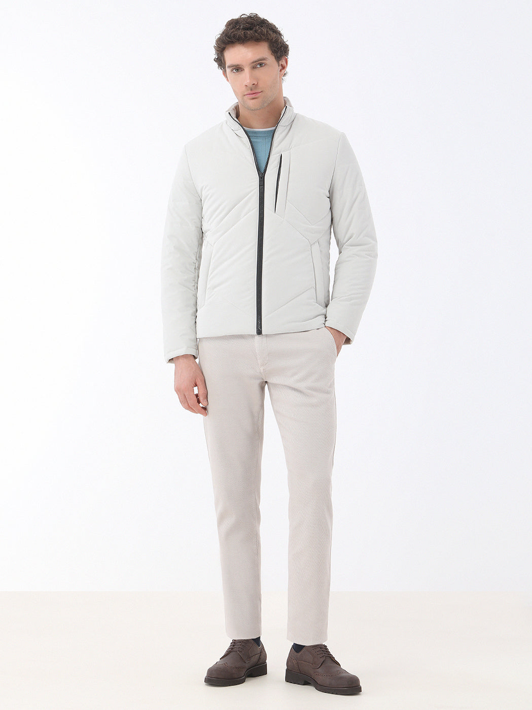 Taş Regular Fit Dik Yaka Casual Dokuma Mont