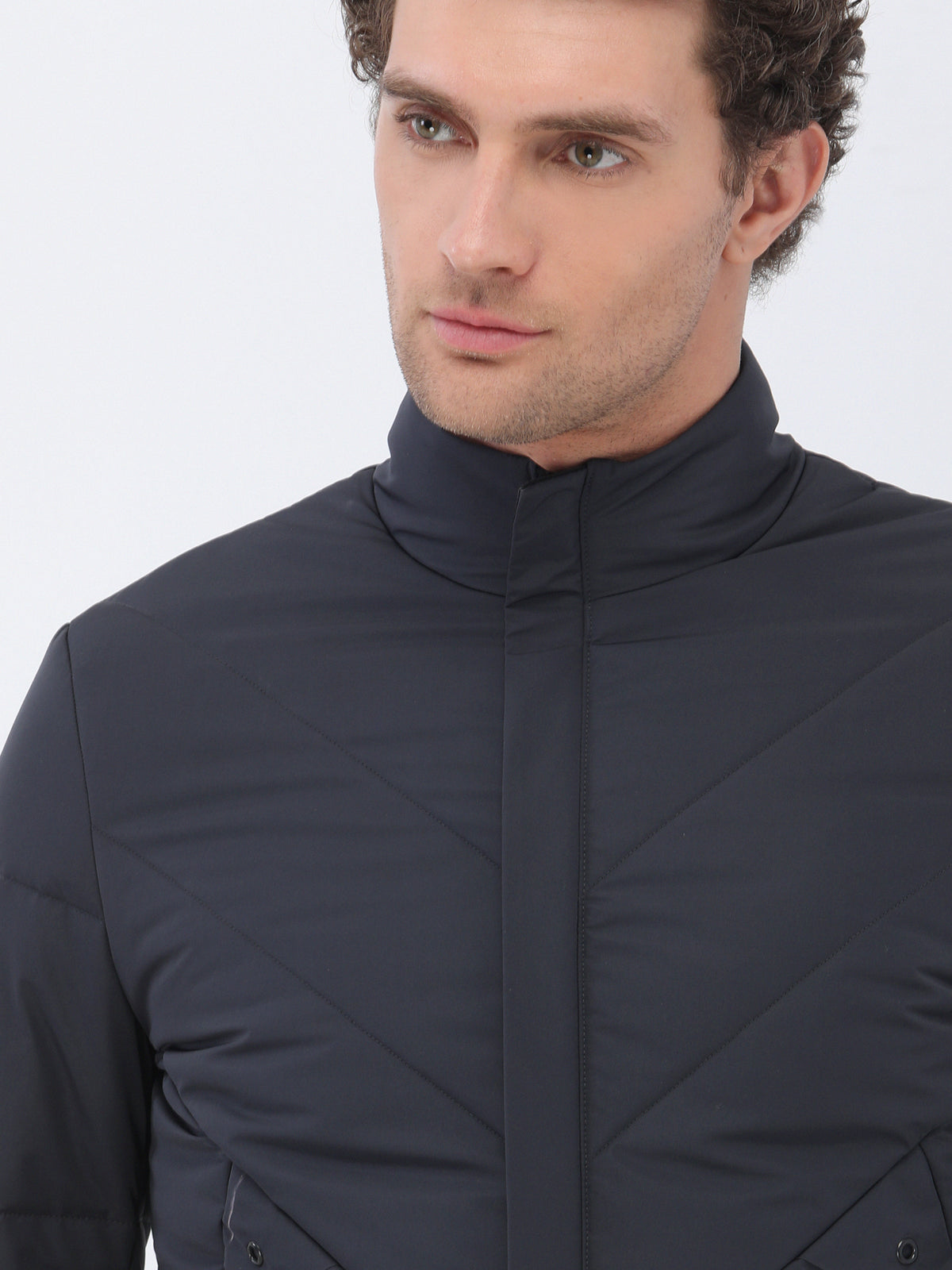 Antrasit Regular Fit Dik Yaka Casual Dokuma Mont