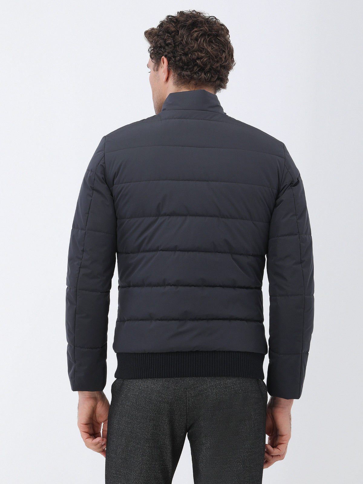 Antrasit Regular Fit Dik Yaka Casual Dokuma Mont