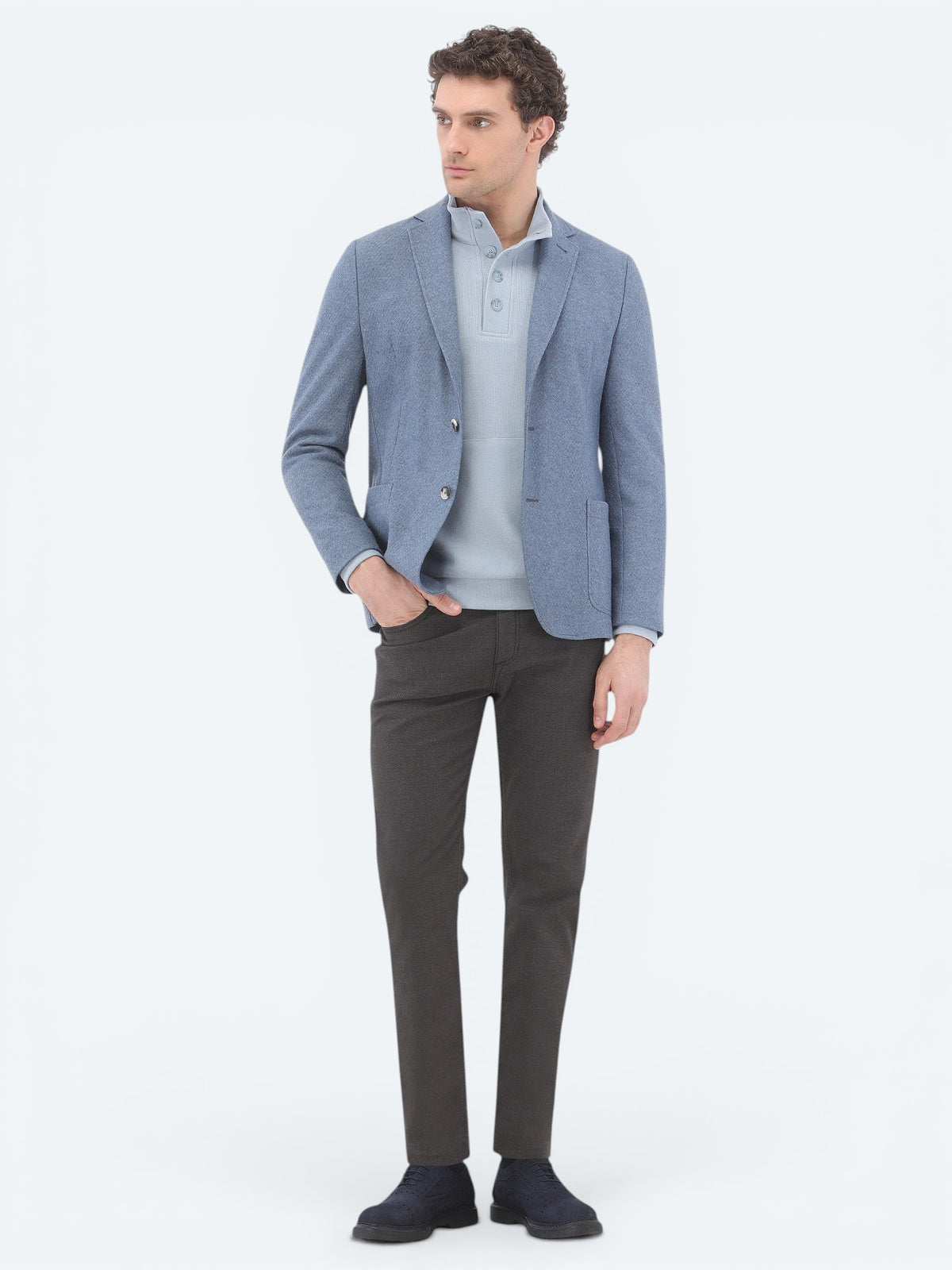Kahverengi Dokuma Slim Fit Casual Pamuk Karışımlı Pantolon