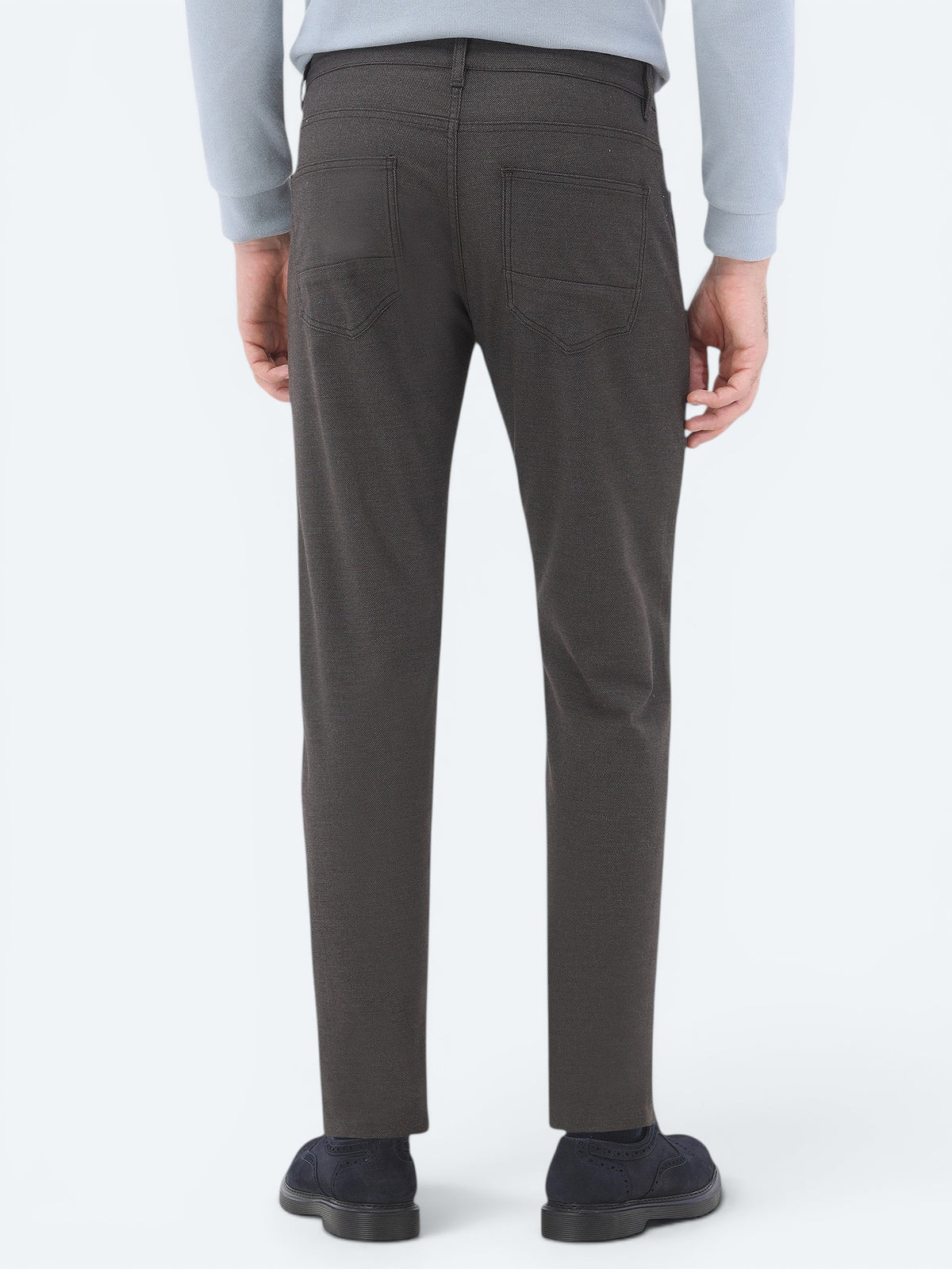 Kahverengi Dokuma Slim Fit Casual Pamuk Karışımlı Pantolon