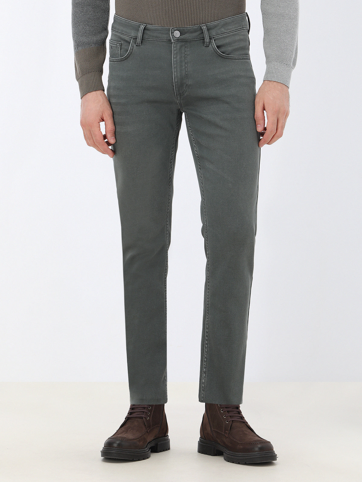 Haki Slim Fit Denim Pamuk Karışımlı Pantolon