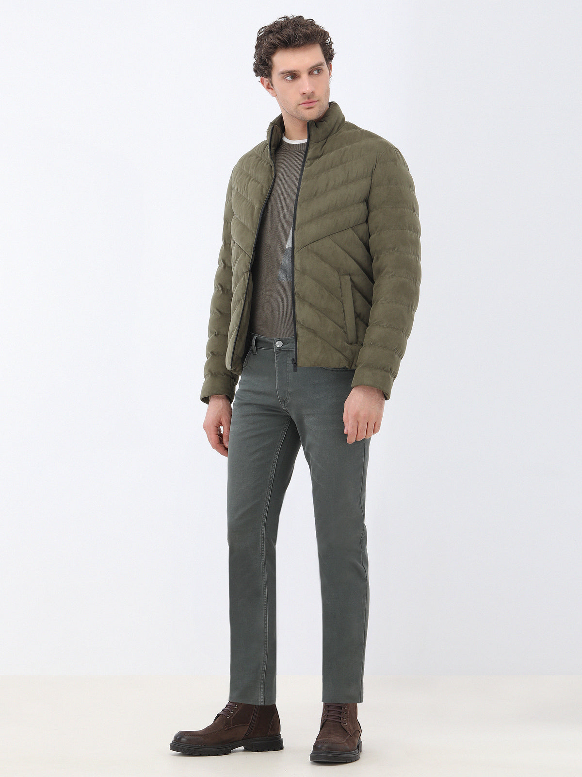 Haki Slim Fit Denim Pamuk Karışımlı Pantolon