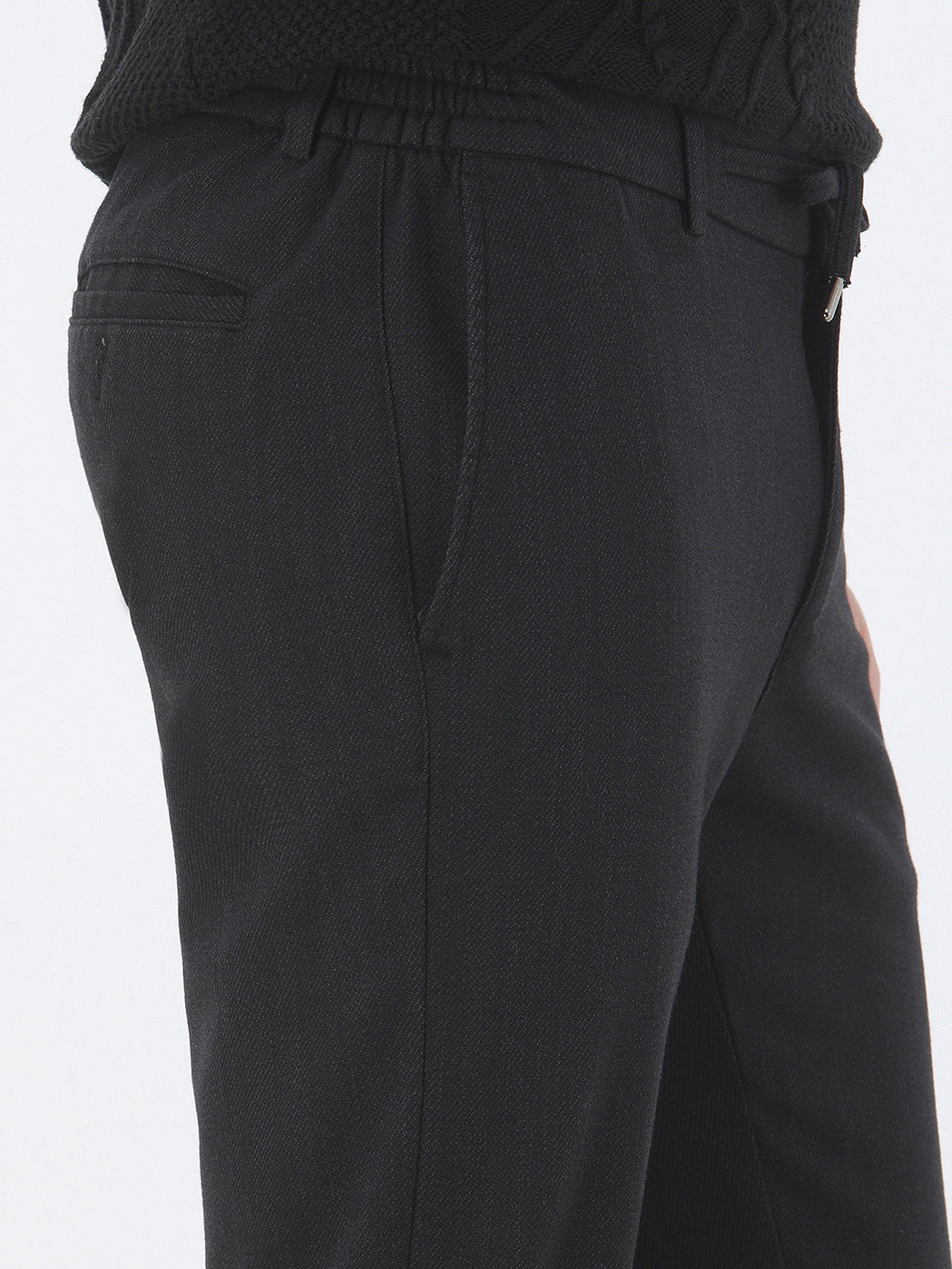 Siyah Dokuma Jogging Fit Casual Pamuk Karışımlı Pantolon
