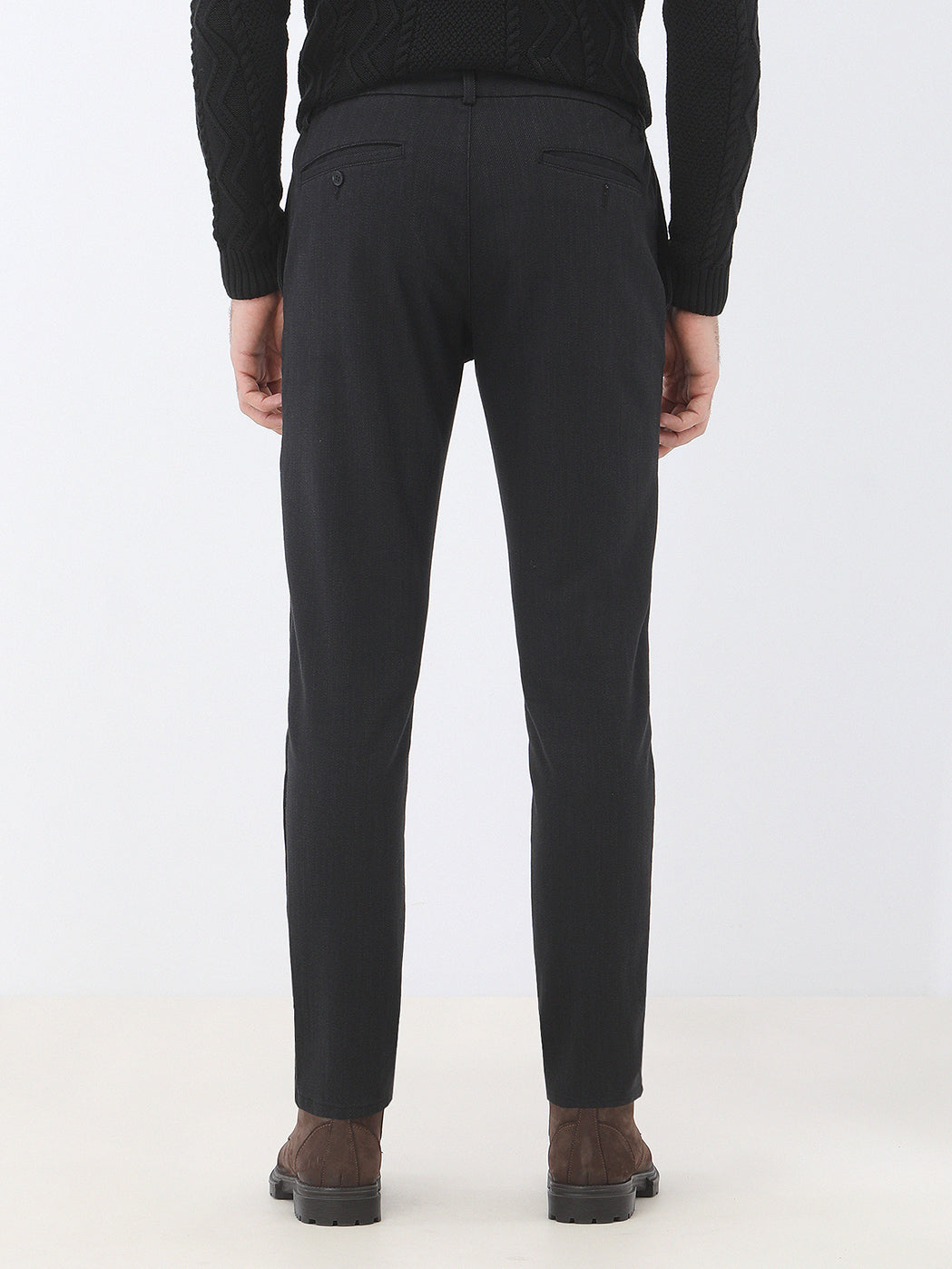 Siyah Dokuma Jogging Fit Casual Pamuk Karışımlı Pantolon
