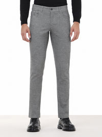 Siyah Çizgili Dokuma Slim Fit Casual Pamuk Karışımlı Pantolon