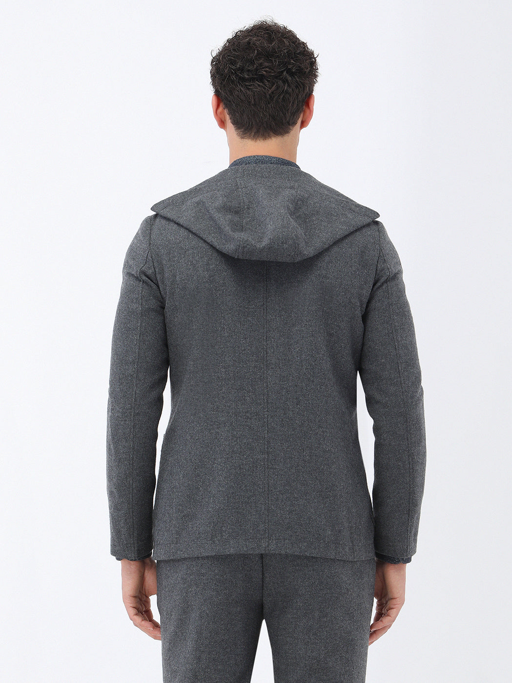 Antrasit Düz Modern Fit Yün Karışımlı Takım Elbise