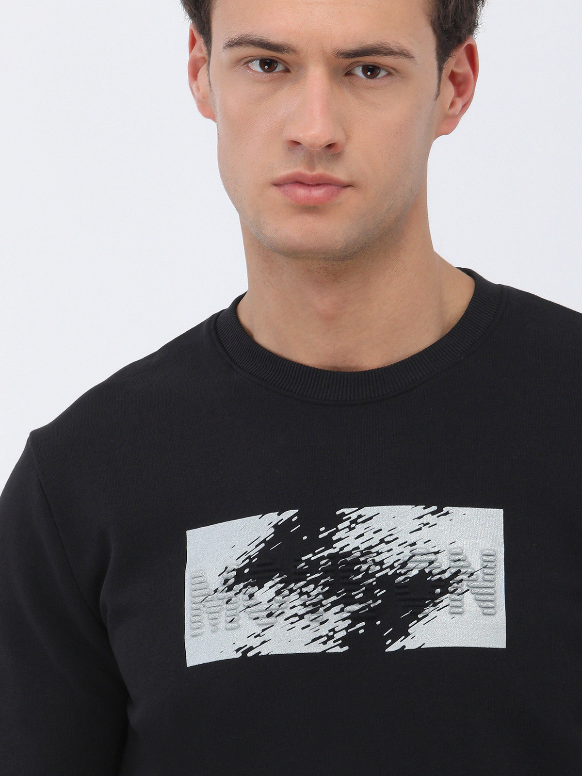 Siyah Bisiklet Yaka Sweatshirt