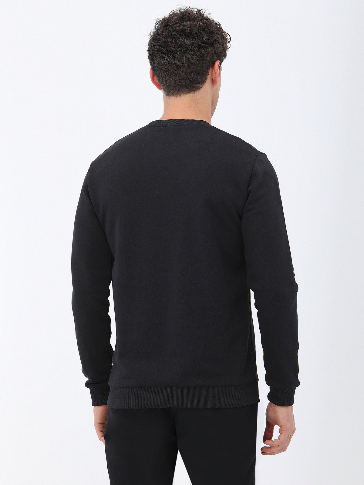 Siyah Bisiklet Yaka Sweatshirt