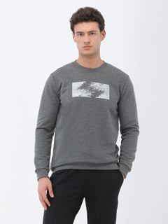 Gri Bisiklet Yaka Sweatshirt