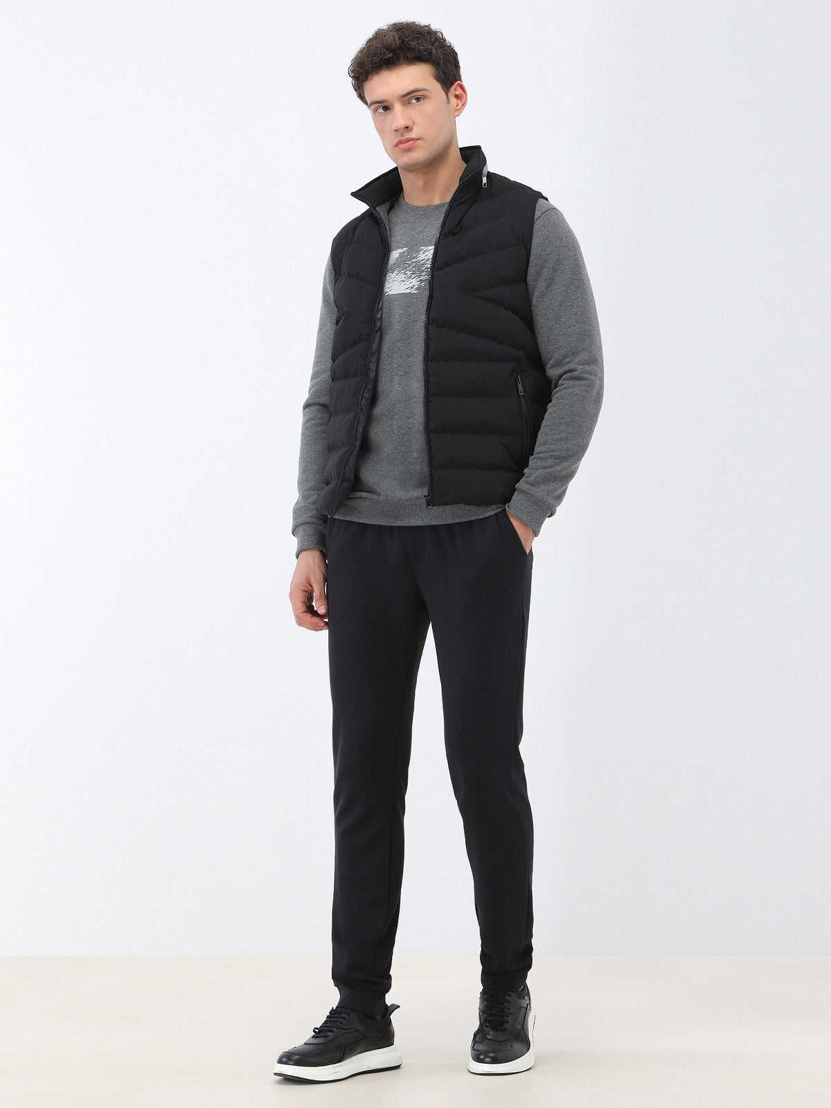 Gri Bisiklet Yaka Sweatshirt