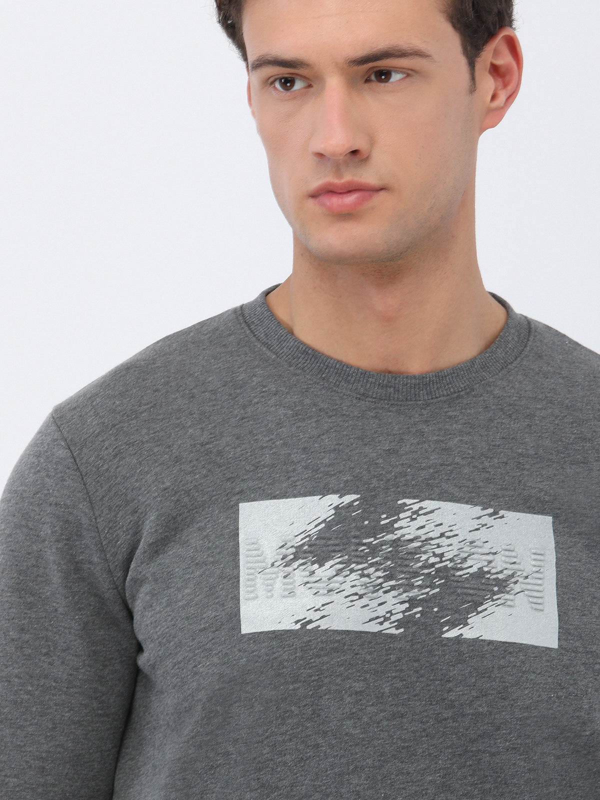 Gri Bisiklet Yaka Sweatshirt