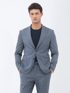 Mavi Düz Modern Fit Takım Elbise