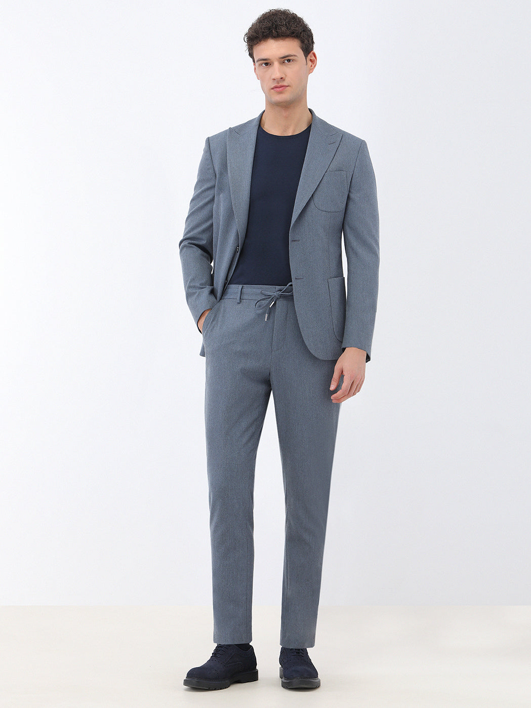 Mavi Düz Modern Fit Takım Elbise