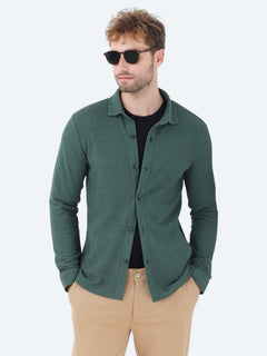 Yeşil Regular Fit Uzun Overshırt