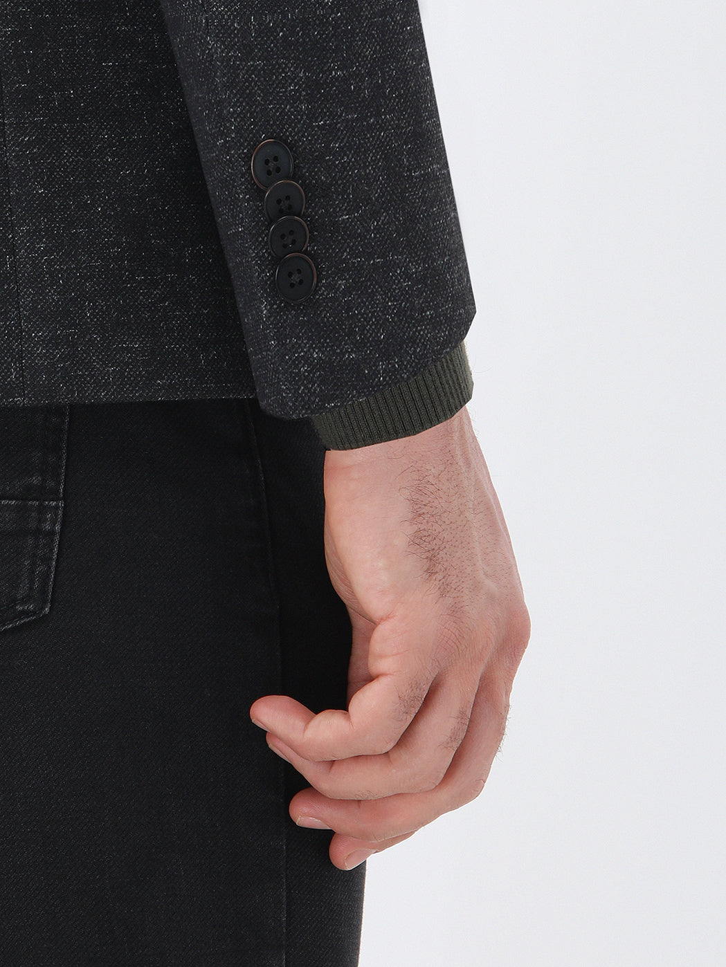Siyah Desenli Modern Fit Örme Ceket