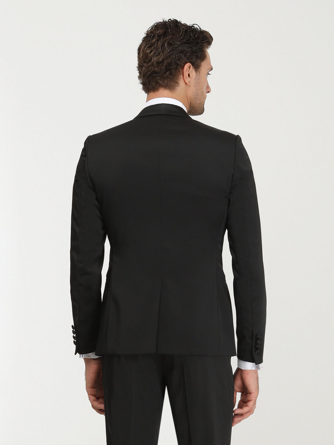 Siyah Desenli Slim Fit Şal Yaka Dokuma Smokin Takım Elbise