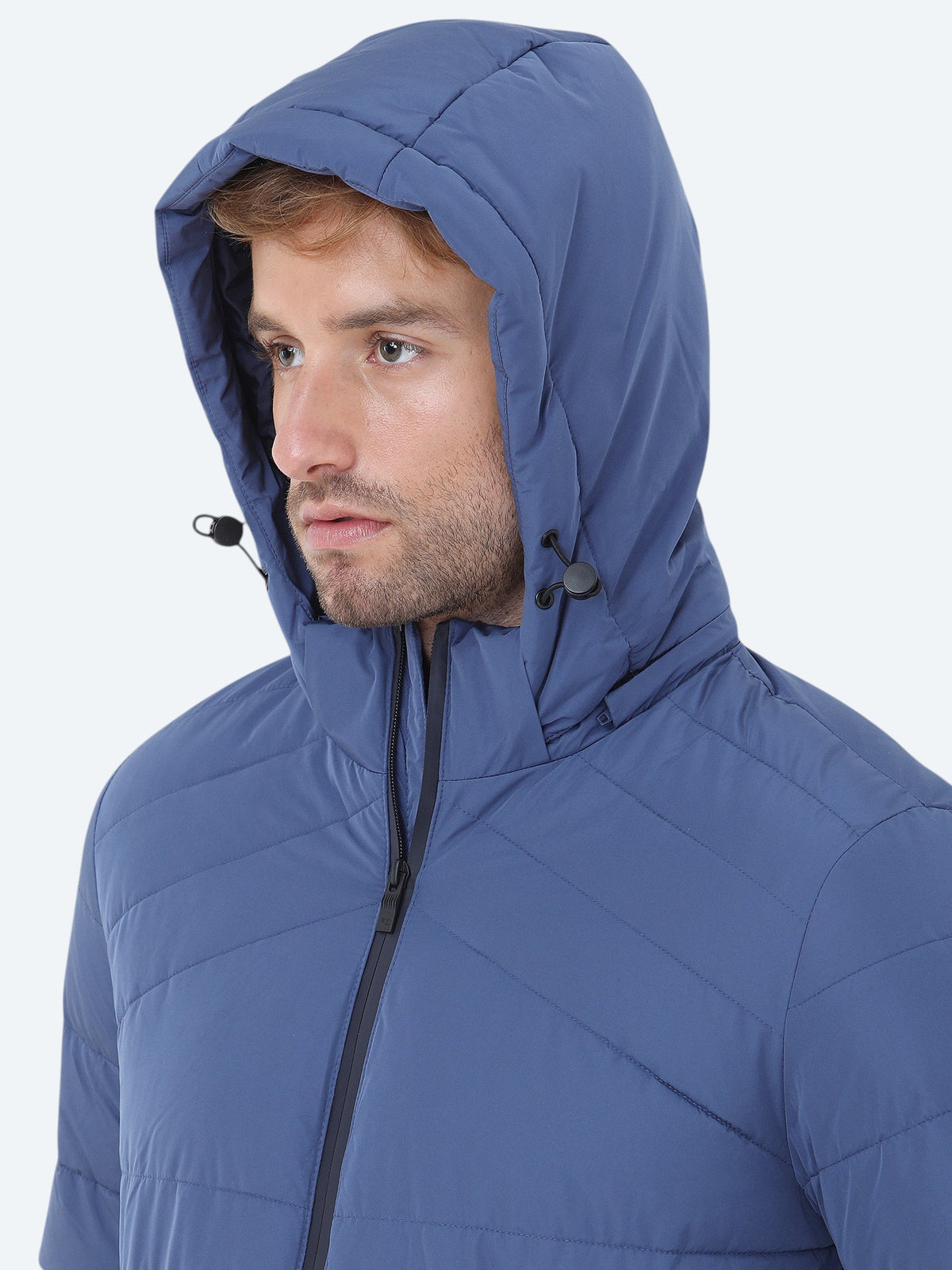 İndigo Regular Fit Kapüşonlu Casual Dokuma Mont