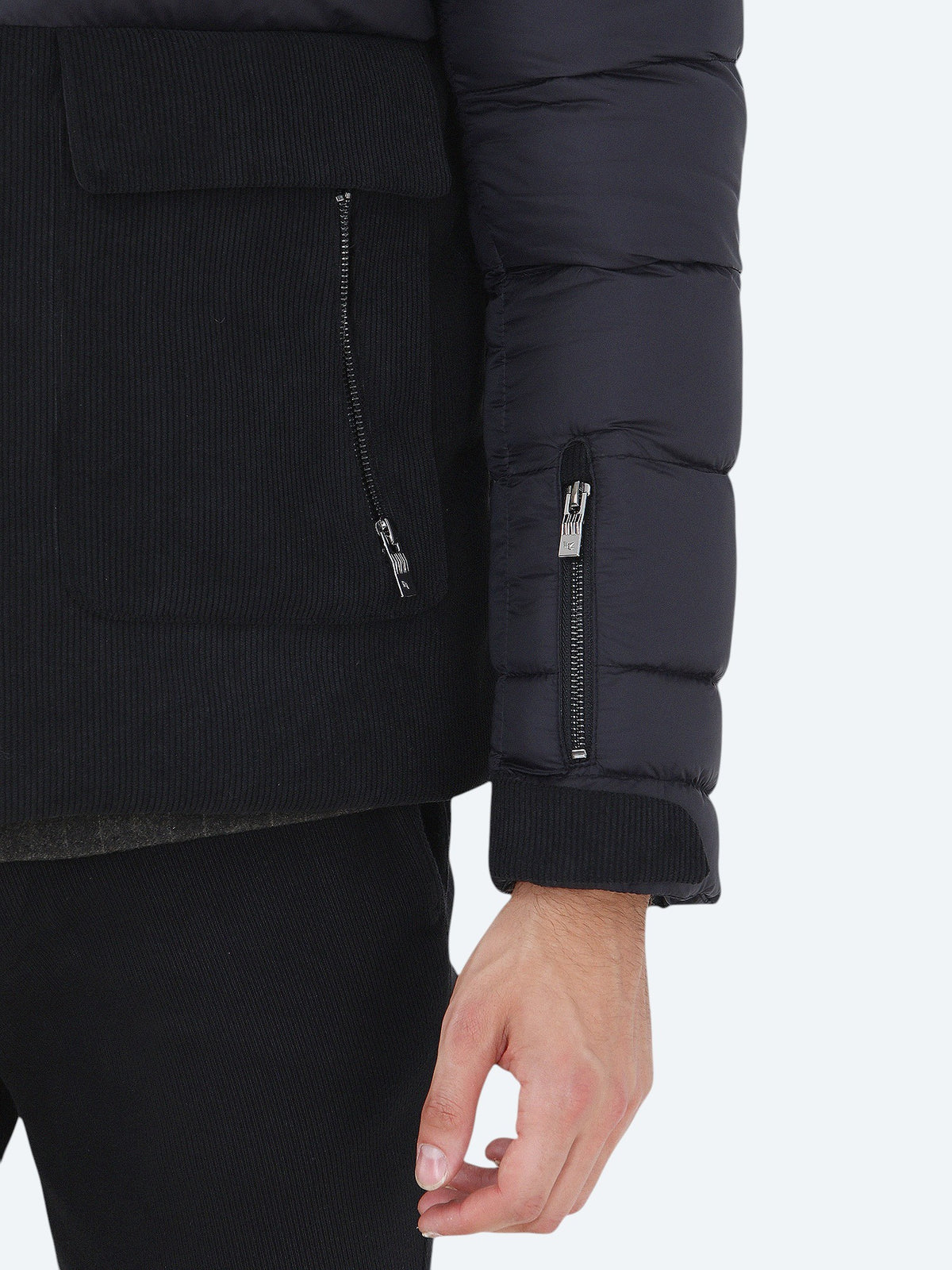 Siyah Regular Fit Kapüşonlu Casual Dokuma Mont