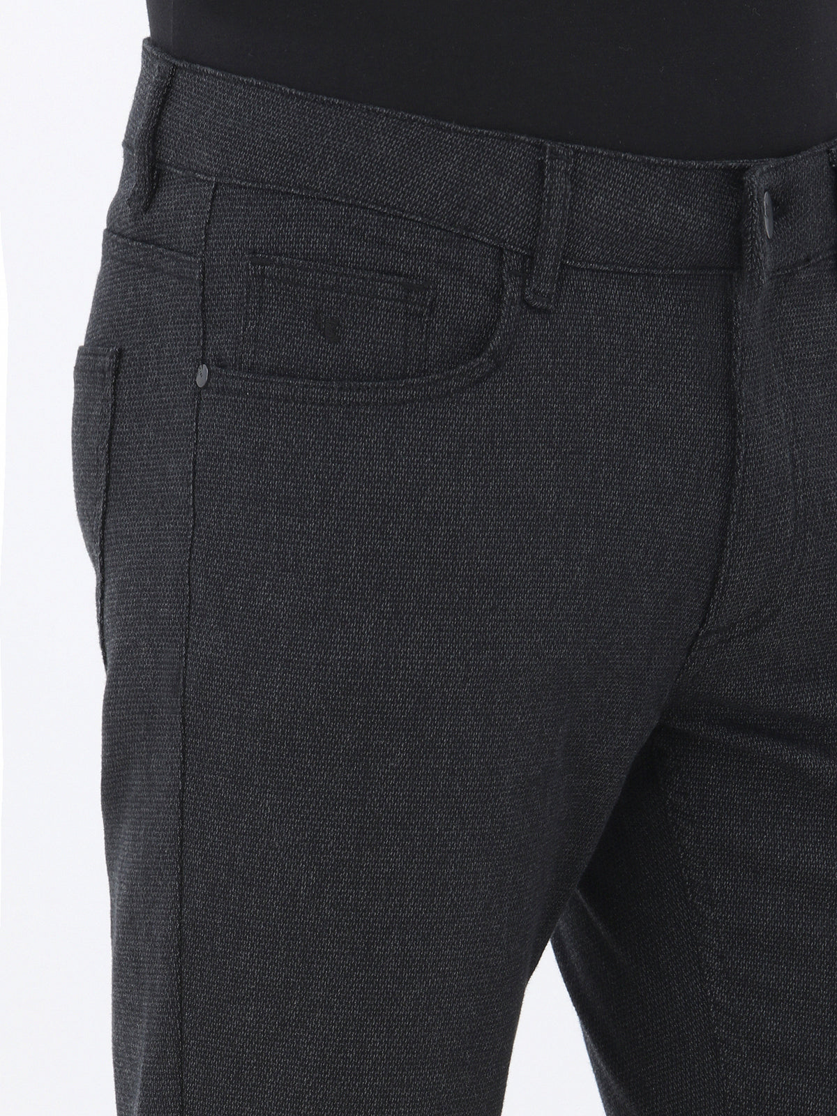 Siyah Dokuma Slim Fit Casual Pamuk Karışımlı Pantolon