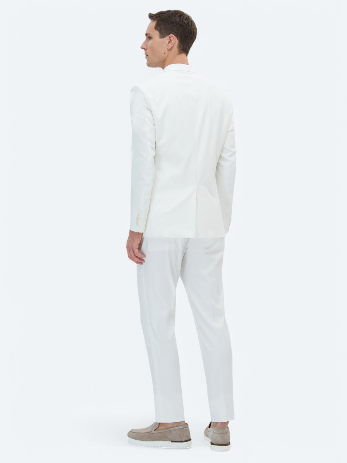 Ekru Düz Slim Fit Takım Elbise