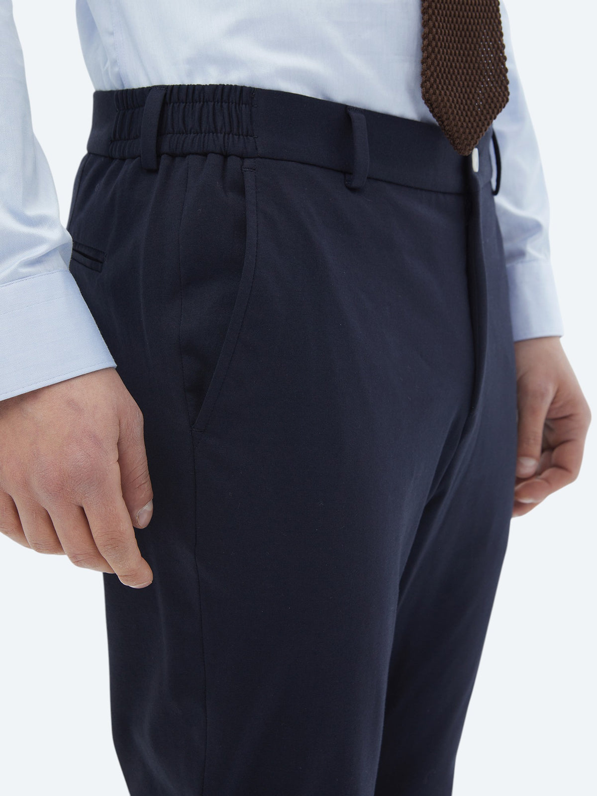 Lacivert Düz Modern Fit Pamuk Karışımlı Örme Takım Elbise