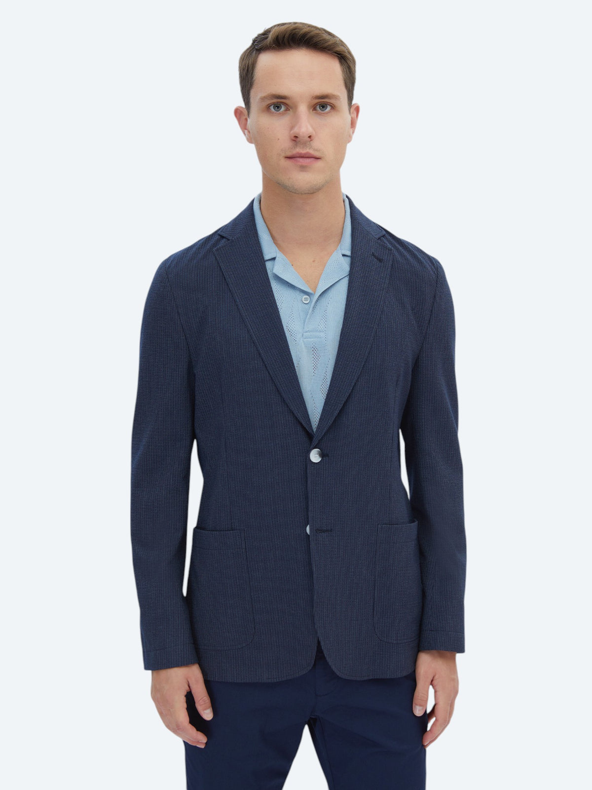 Lacivert Çizgili Modern Fit Ceket