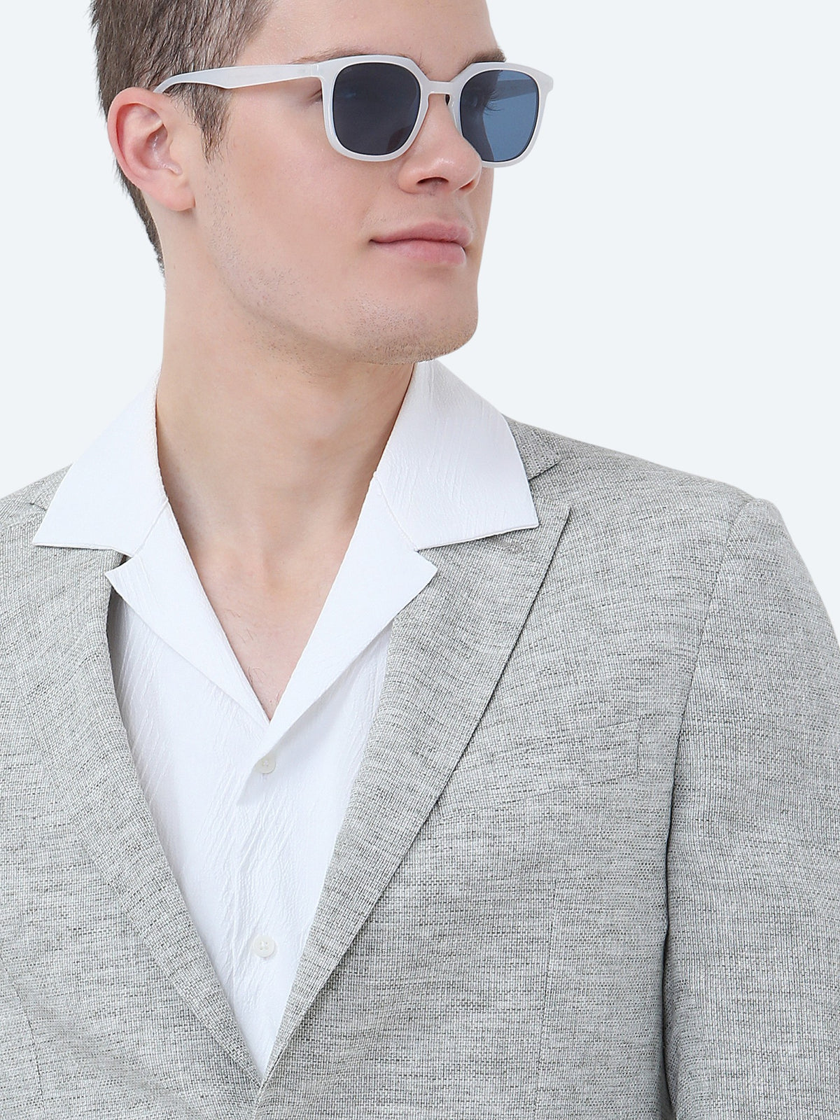 Açık Haki Mikro Modern Fit Keten Karışımlı Ceket