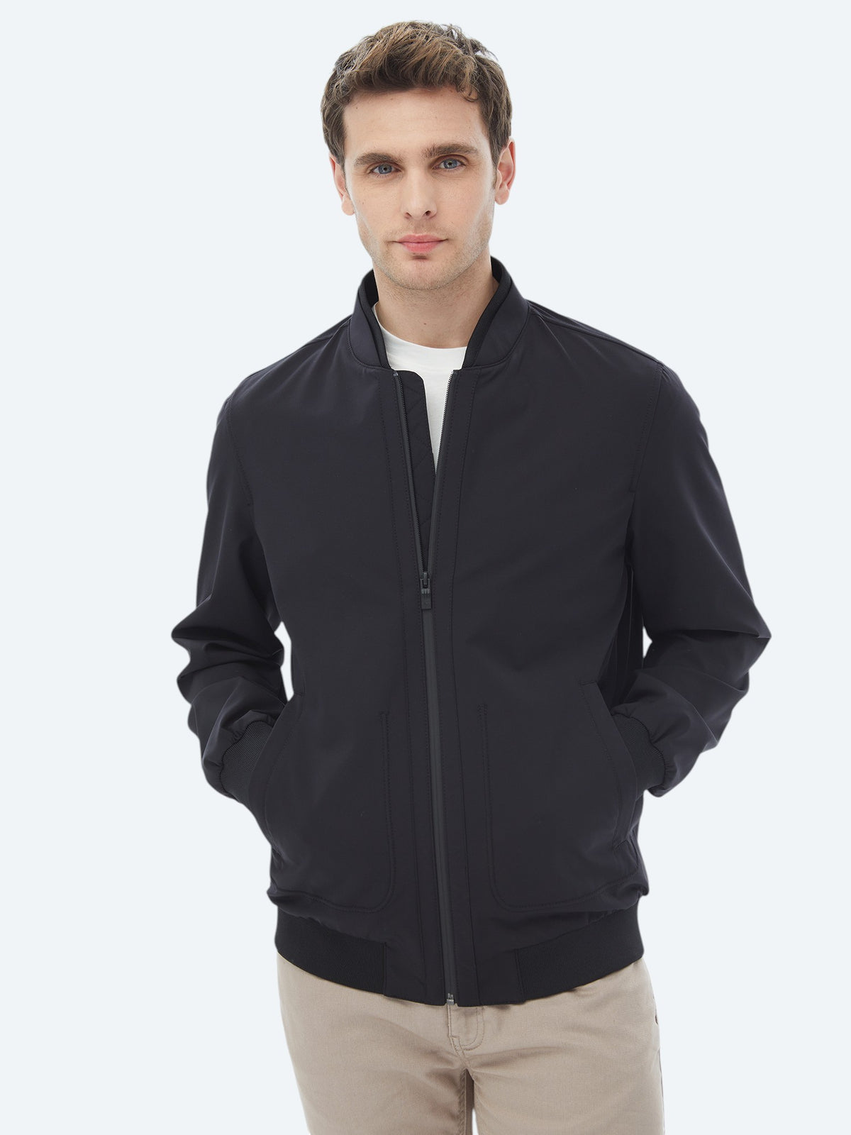 Siyah Regular Fit Casual Dokuma Mont