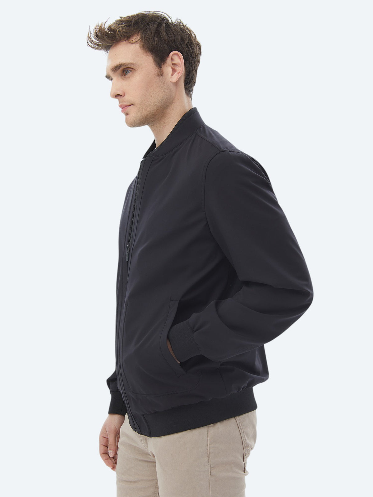 Siyah Regular Fit Casual Dokuma Mont
