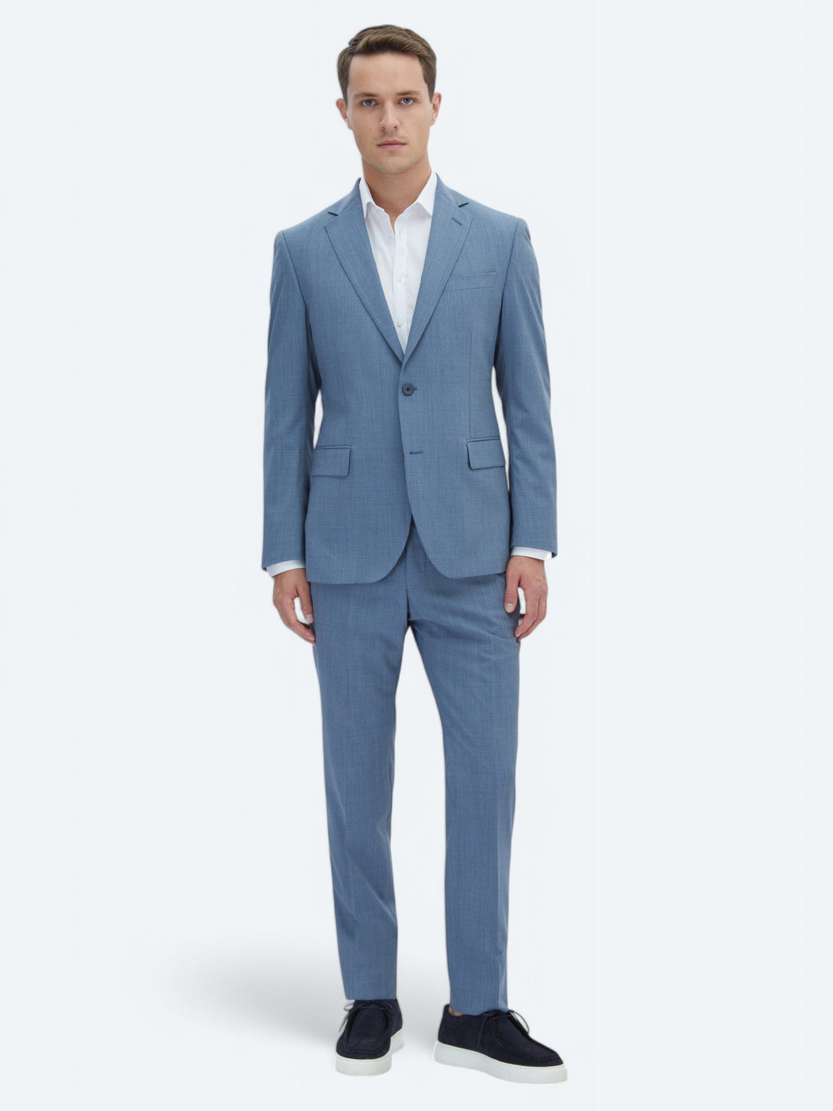 Mavi Mikro Modern Fit Yün Karışımlı Takım Elbise