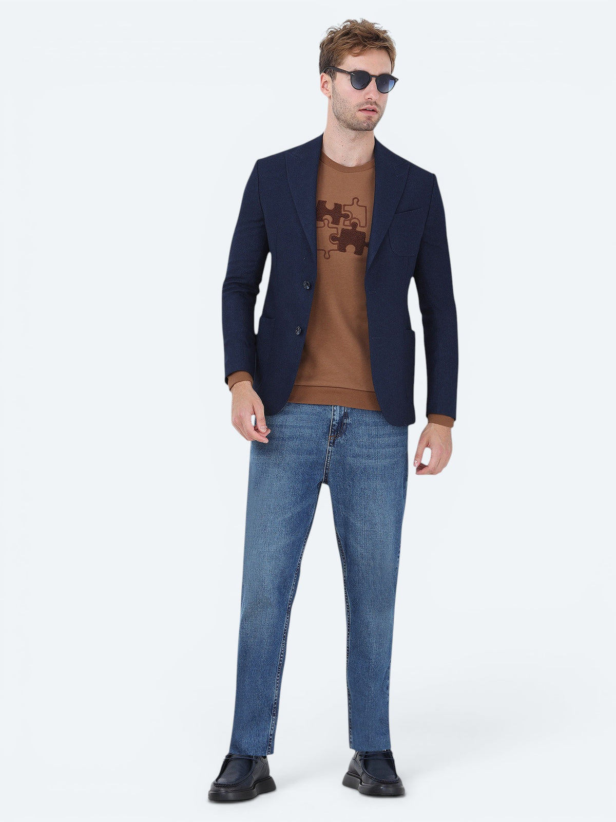 İndigo Düz Comfort Fit Ceket