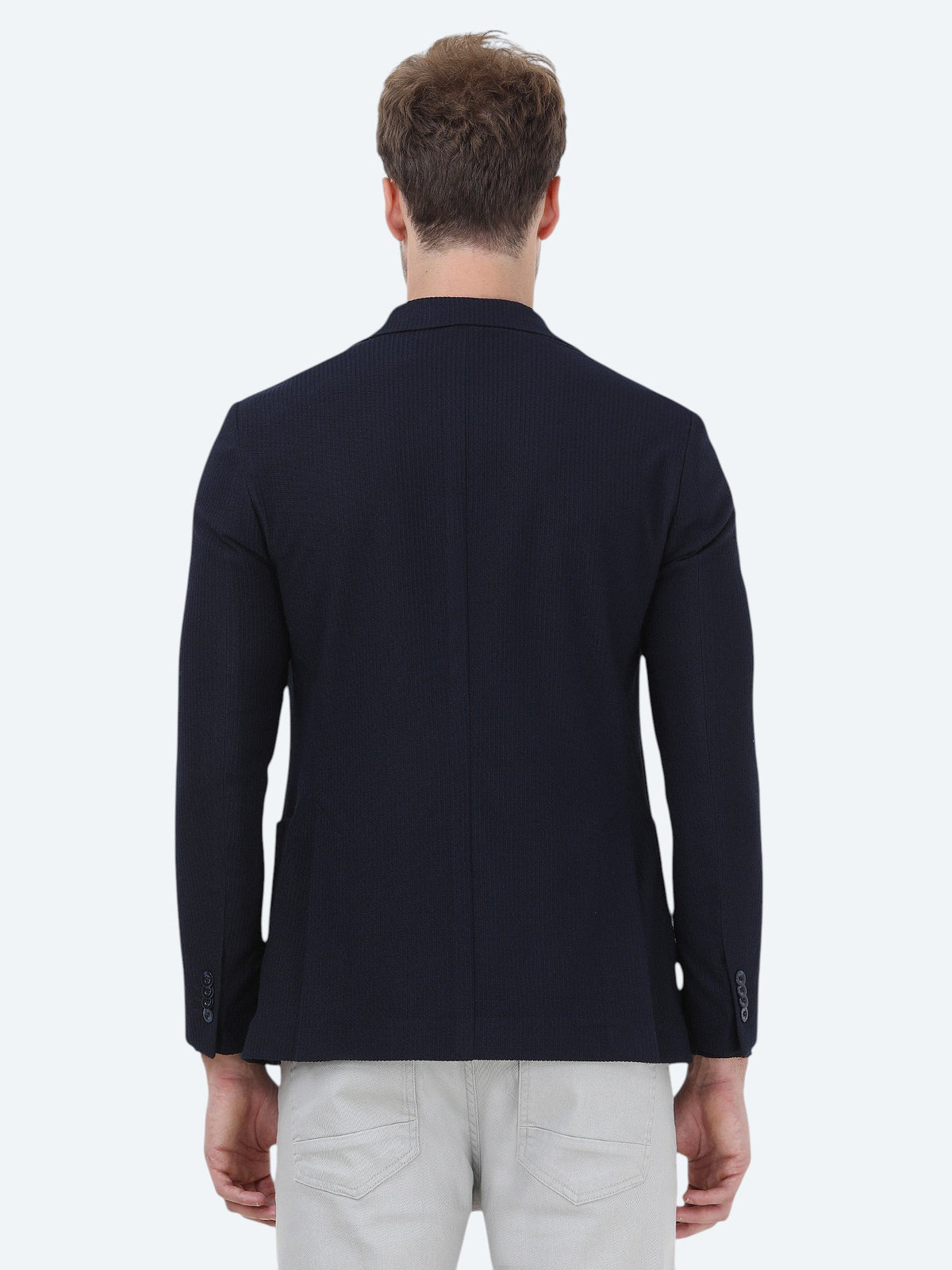 Lacivert Çizgili Modern Fit Ceket