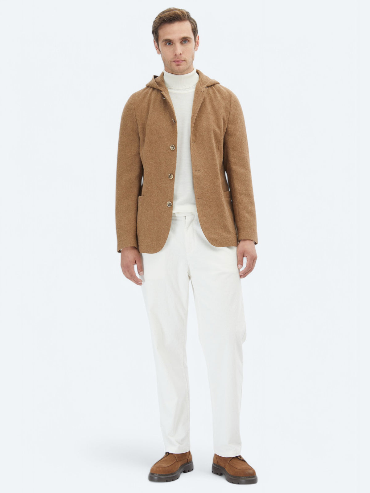 Fındık Düz Modern Fit Yün Karışımlı Ceket