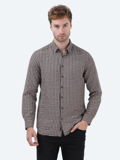 Vizon Kareli Regular Fit Uzun Dokuma Casual Pamuk Karışımlı Gömlek