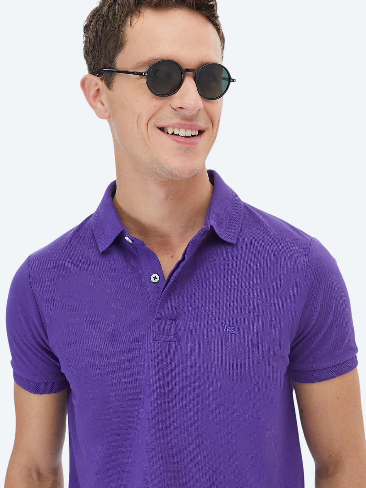 Mor Polo Yaka %100 Pamuk T-Shirt