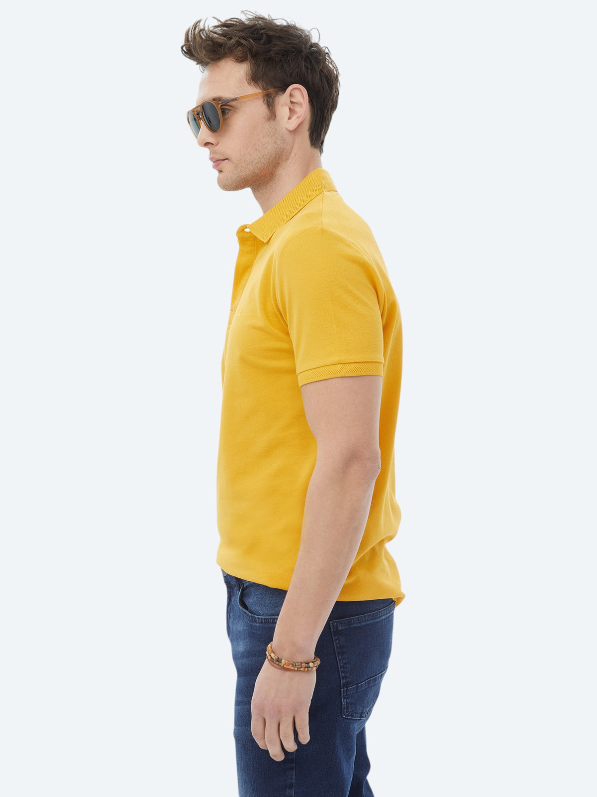 Safran Polo Yaka %100 Pamuk T-Shirt