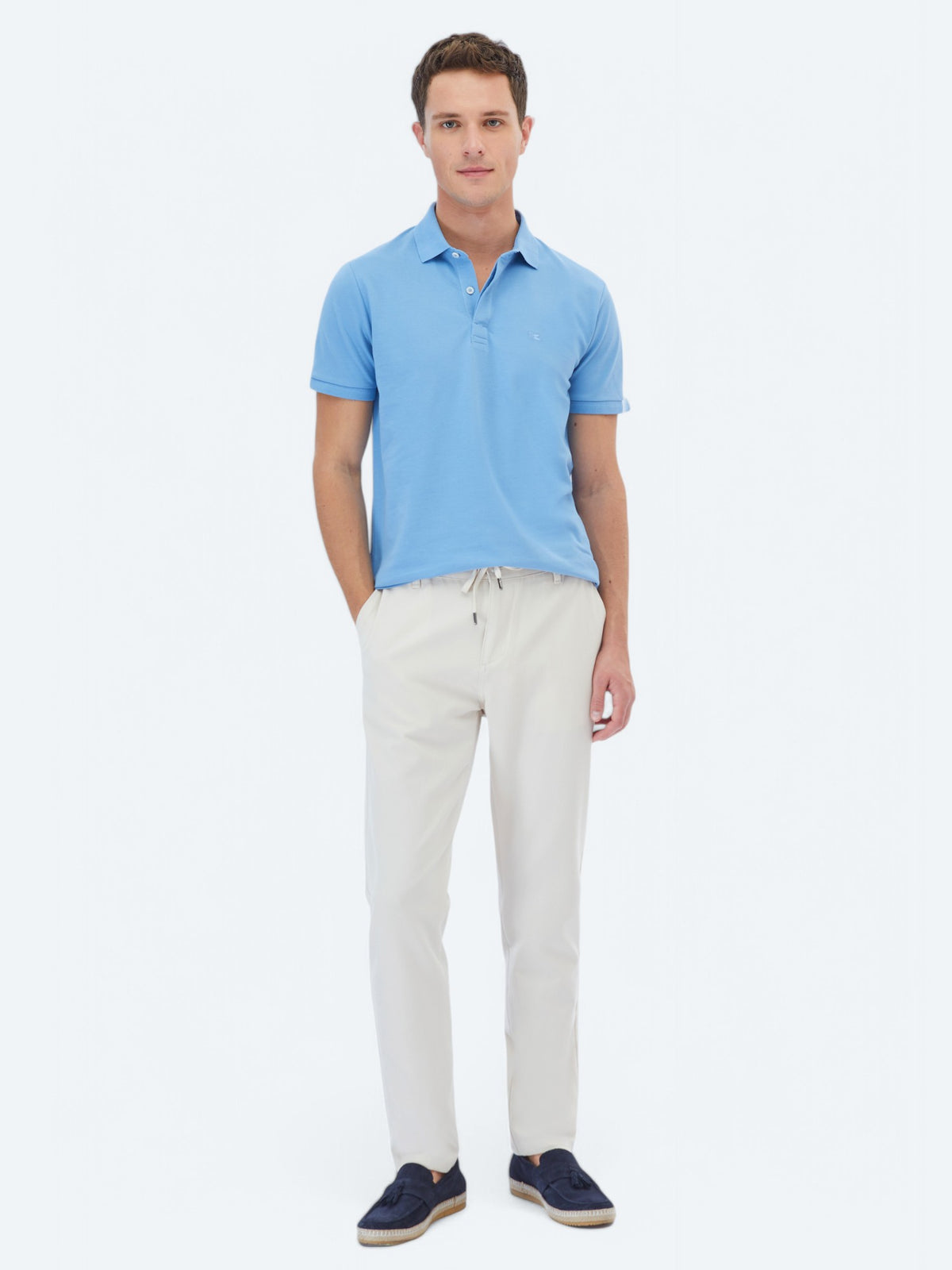 Koyu Mavi Polo Yaka %100 Pamuk T-Shirt